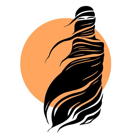 Beautiful Muslim woman. Abstract Fashion illustration.のイラスト素材