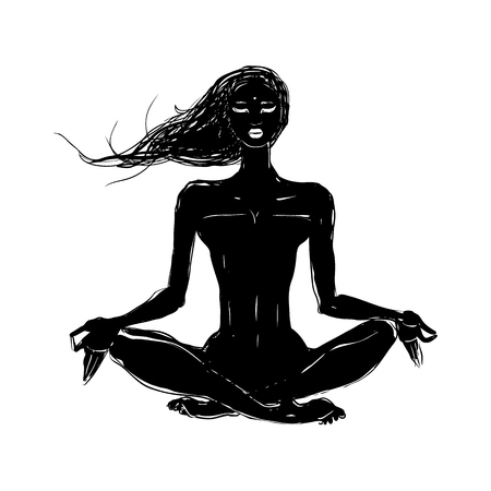 Beautiful girl in yoga poseのイラスト素材