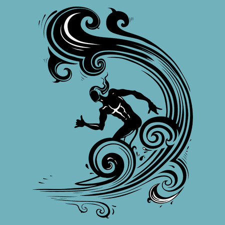 Surfer man on the wave.のイラスト素材