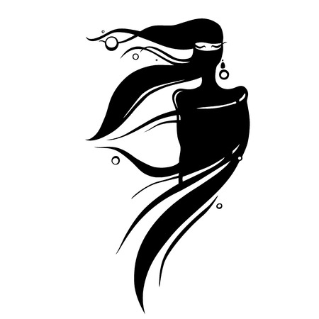 Eastern woman Silhouette. Hand drawn Vector Illustrationのイラスト素材
