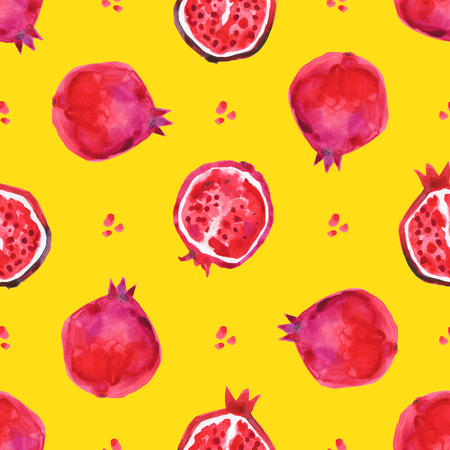 Pomegranate. Tropical pattern of exotic fruit. Abstract Seamless backgroundの写真素材