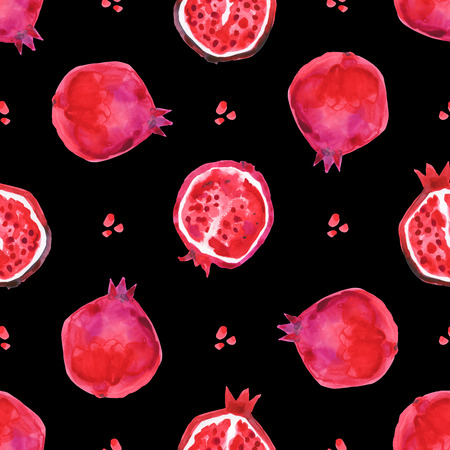 Pomegranate. Tropical pattern of exotic fruit. Abstract Seamless backgroundの写真素材