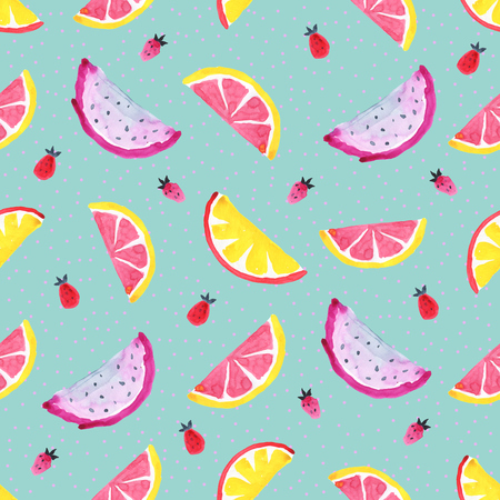 Tropical pattern of exotic fruit. Abstract Seamless backgroundの写真素材