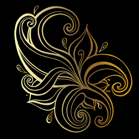 Golden paisley ethnic ornament. Vector illustrationのイラスト素材