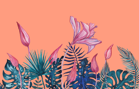 Hand Drawn Abstract Flowersの写真素材
