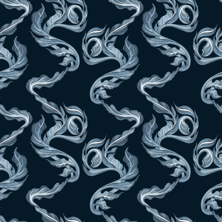 Vintage floral seamless pattern with hand drawn leavesの写真素材