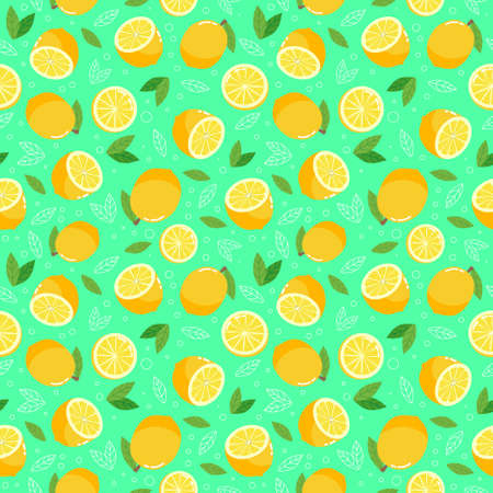 Colorful summer seamless pattern with lemons. vector illustrationのイラスト素材