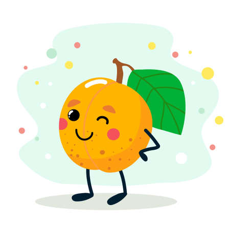 A fruit with a cheerful face. Vector illustration isolated on white backgroundのイラスト素材