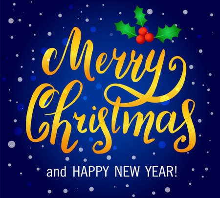 template for merry christmas and new year greetings. vector illustration. letteringのイラスト素材