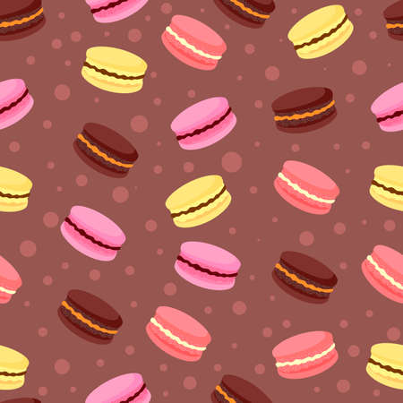 seamless pattern. vector image of colorful pasta cookies. for printing on wrapping paper, fabric, boxes, napkins. Background for children's birthdays and holidays.のイラスト素材