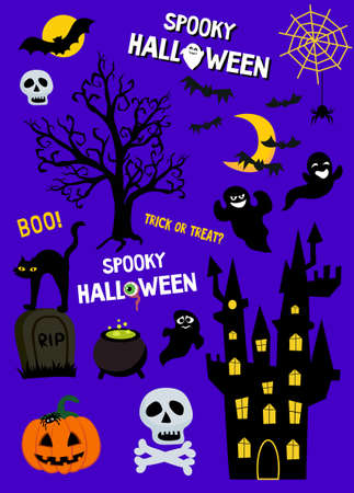 halloween party flyer template. vector image in cartoon styleのイラスト素材