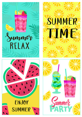 set of summer banners. vector illustration for advertising, parties, sites, sales