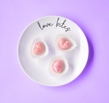 Flatlay of white plate with gentle ruby chocolate