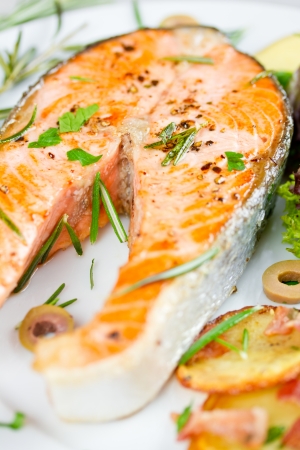 salmon steakの写真素材