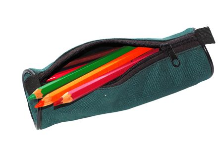 Pencil-case with pencils.の写真素材