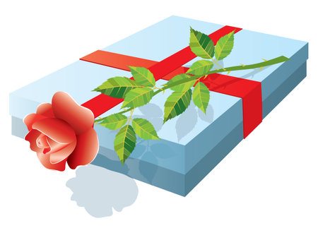 Box with a gift and rose.のイラスト素材