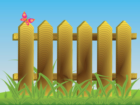 Wooden fence. のイラスト素材