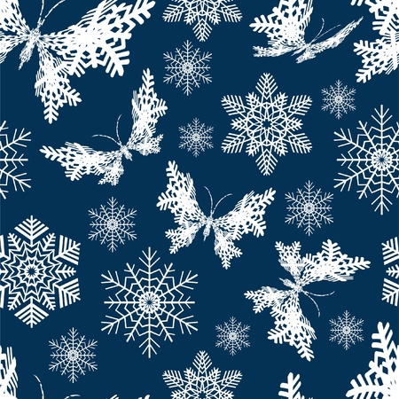 Snow butterfly. Vector illustration. Seamless.のイラスト素材