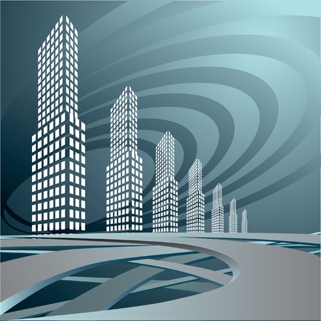The city landscape is in dark tones. Vector.のイラスト素材