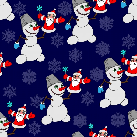 seamless background with a snowman のイラスト素材