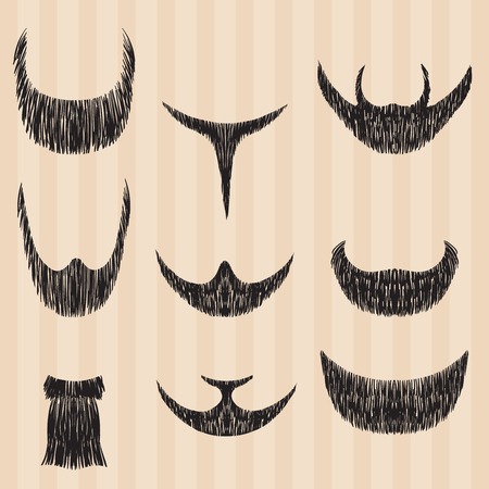 Mens retro collection of hair styling beard.のイラスト素材