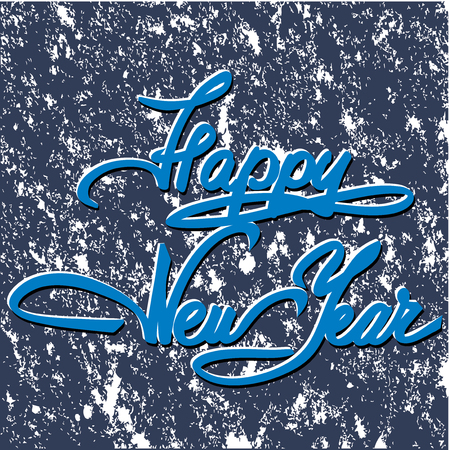 PrintHappy new year hand lettering.  Vector illustration.のイラスト素材
