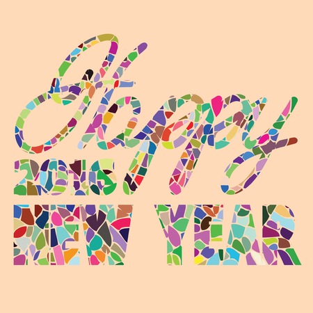 PrintHappy new year hand lettering.  Vector illustration.のイラスト素材