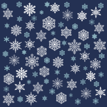 Snowy Christmas Background. White snowflakes, blue skyのイラスト素材