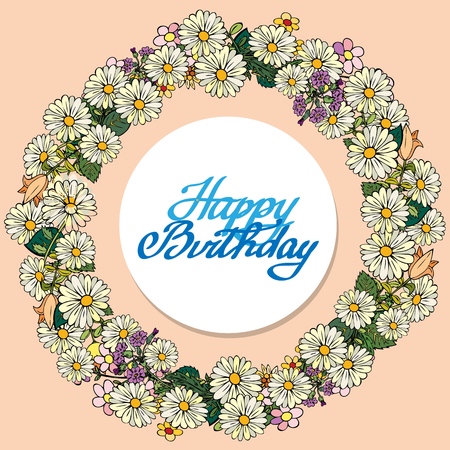 Happy Holiday. Greeting card with floral ornament. Vector illustration.のイラスト素材
