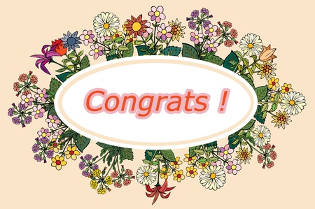 Happy Holiday. Greeting card with floral ornament. Vector illustration.のイラスト素材