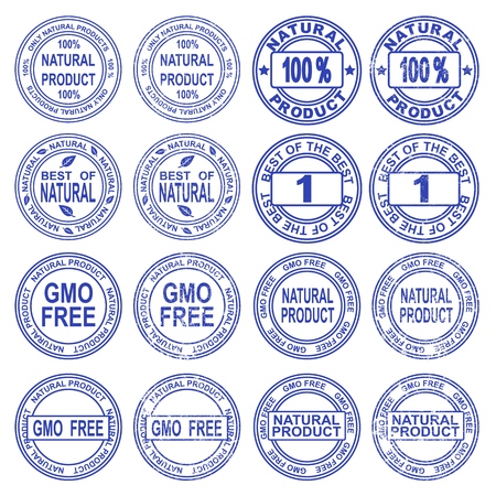 A set of stamps. Different prints. Natural product. Vector illustration.のイラスト素材