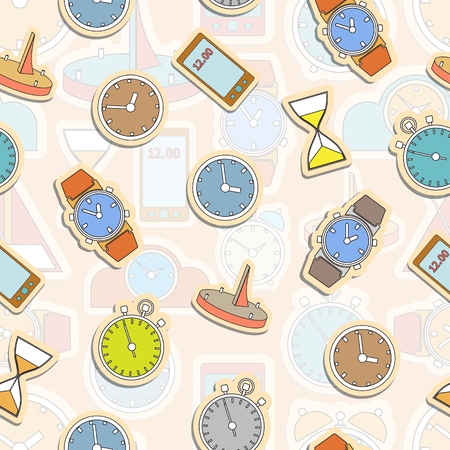 Seamless pattern composed of images hours. Vector illustration.のイラスト素材