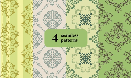 Set of vintage, seamless wallpapers. Vector illustration.のイラスト素材