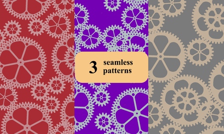 Set of wallpaper from gears. Seamless wallpaper. Vector illustrationのイラスト素材