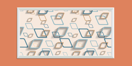 Frame for the picture. Wooden baguette. Beautiful decoration on the wall, interior decoration. Vector illustration.のイラスト素材