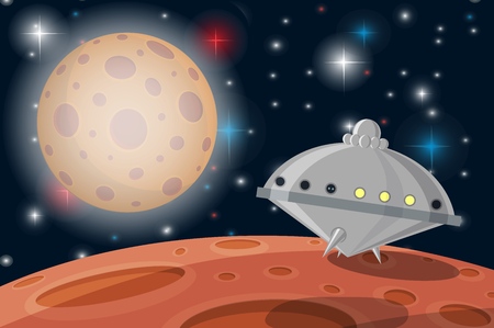 Space background. Plantoids against the stars. Vector illustrationのイラスト素材
