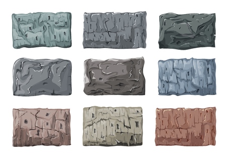 A set of stone blocks. Heavy, massive granite glitches. Vector illustration.のイラスト素材