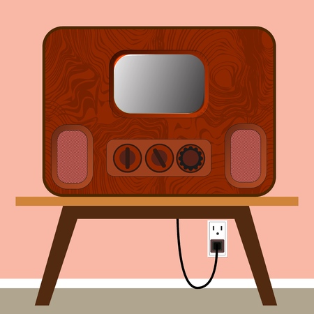 Old tv. Old technique. The ability to see the whole world. Vector illustration.のイラスト素材