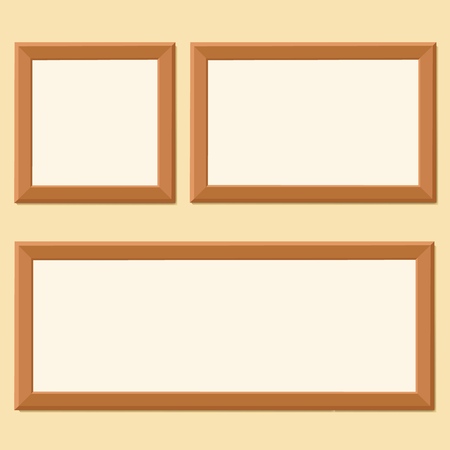 Frame for the picture. Wooden baguette. Beautiful decoration on the wall, interior decoration. Vector illustration.のイラスト素材