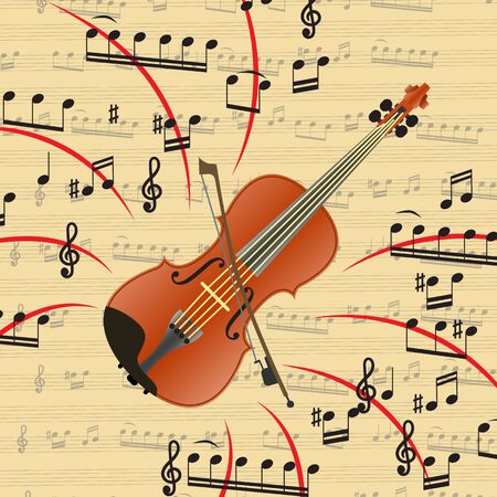 The violin is a bowed musical instrument. Art is an important part of human life. Violin is beautiful music and exciting melodies. Vector illustration.のイラスト素材