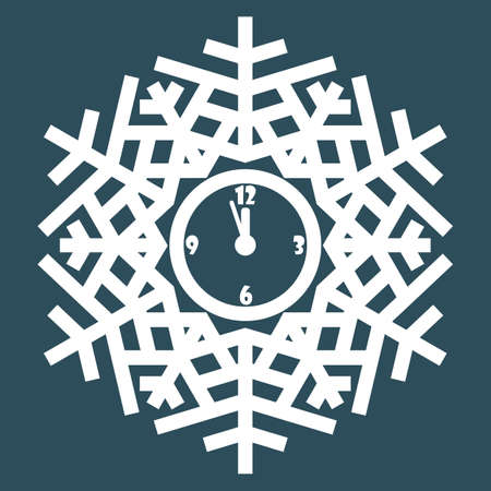 Snowflake winter vintage. Frozen water crystals grow together into a hexagonal crystal. Symbol 2021, of cold winter, christmas, holiday and cheerful mood. Vector illustration.のイラスト素材