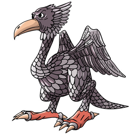 Cheerful, cute, winged dinosaur on a white background. Prehistoric reptile. Jurassic period. Vector illustrationのイラスト素材