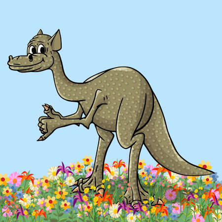 Cheerful, cute, winged dinosaur on a white background.のイラスト素材