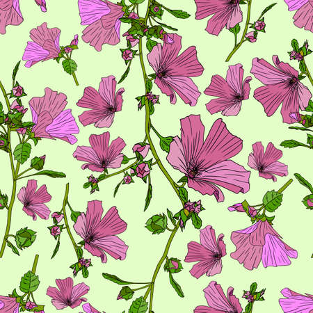 Flowers and leaves on a green background.のイラスト素材