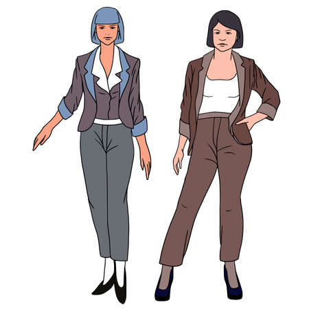 Set for drawing business ladies. Vector illustration.のイラスト素材