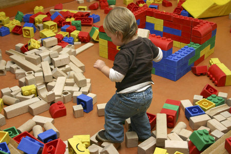 Little boy playing with blocks