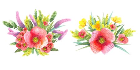 Painted watercolor composition of flowers in pastel colors. The element for design. Greeting card. Valentine's Day, Mother's Day, Wedding, Birthday. Clipping path included.  Fast isolation.のeditorial素材
