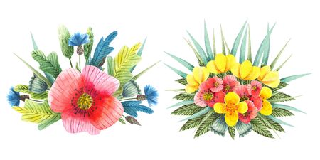 Painted watercolor composition of flowers in pastel colors. The element for design. Greeting card. Valentine's Day, Mother's Day, Wedding, Birthday. Clipping path included.  Fast isolation.のeditorial素材