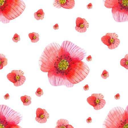 Painted watercolor composition of flowers in pastel colors seamless pattern. The element for design.の写真素材