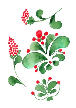 Beautiful watercolor pattern of flowers and leaves for illustrations of cards, logos, weddingsの写真素材